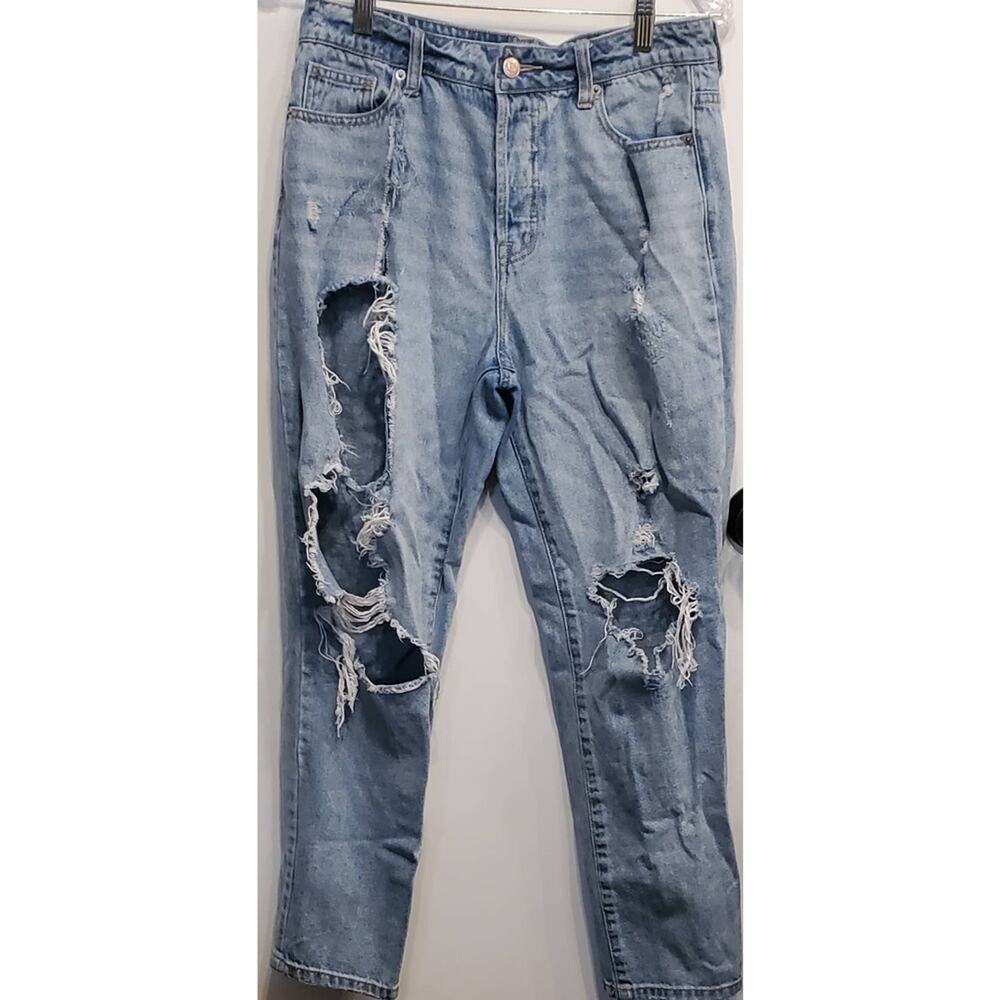 FOREVER 21 Women's Distressed Frayed Ripped High Rise Jeans Size 27